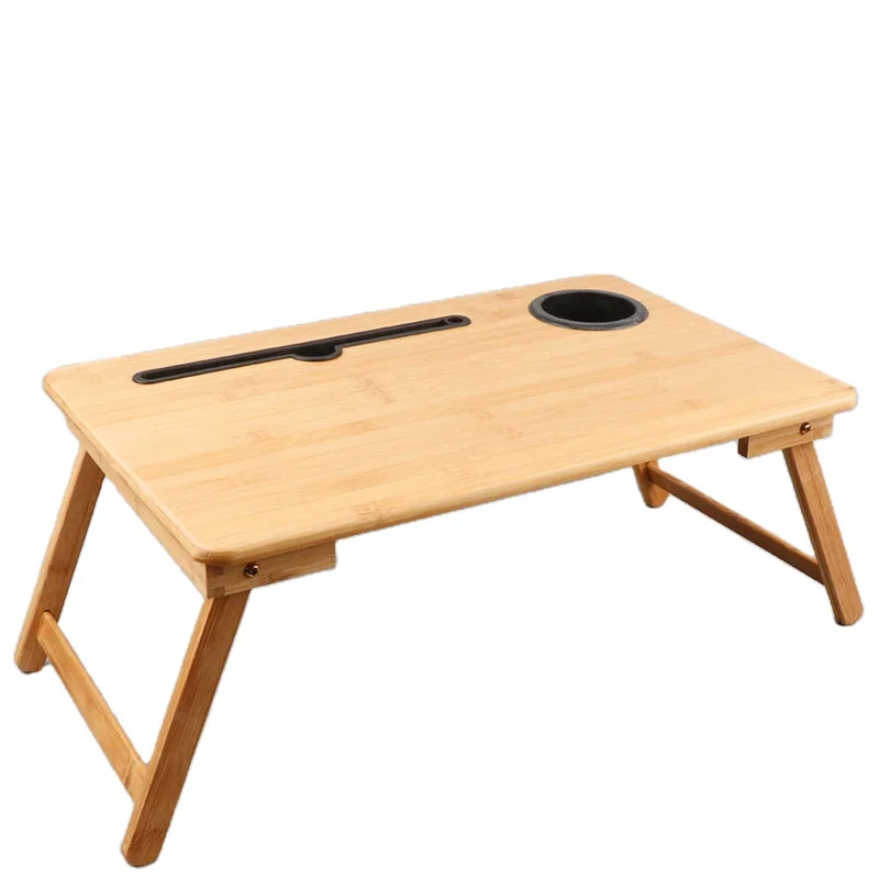 Bamboo Laptop Table Computer Desk Bed Tray Adjustable Coffee Breakfast Table Floor Wood PU Foldable Table Normal Size Laptops