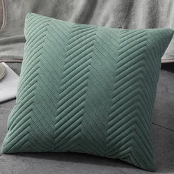 Nordic Simple Design Quilting Velvet Throw Pillow Case Cover Solid Color Crumpled Diamond Cushion Cover