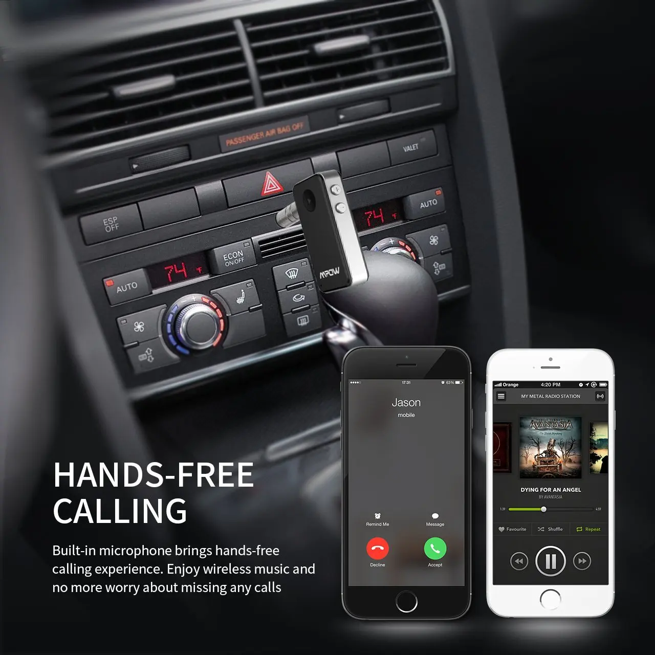 Car Bluetooth 5.0 Audio Music Receiver 3.5mm AUX Wireless Audio Adapter for Car Stereo Speakers, Bluetooth Car Kit