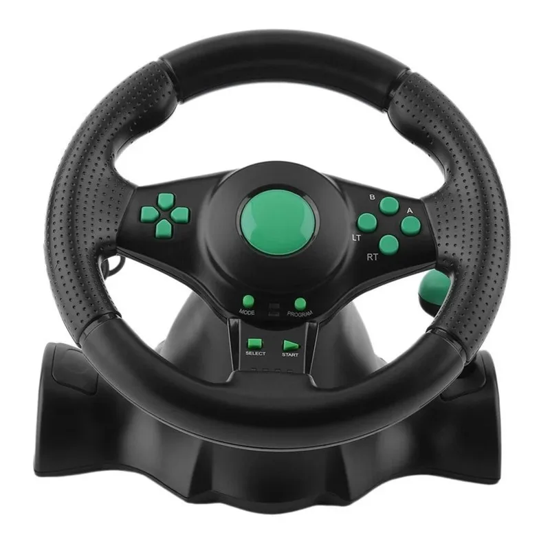 New Racing Game Steering Wheel For XBOX 360/PS2/PS3/PC Computer USB Car Steering-Wheel 180 Degree Rotation Vibration With Pedals