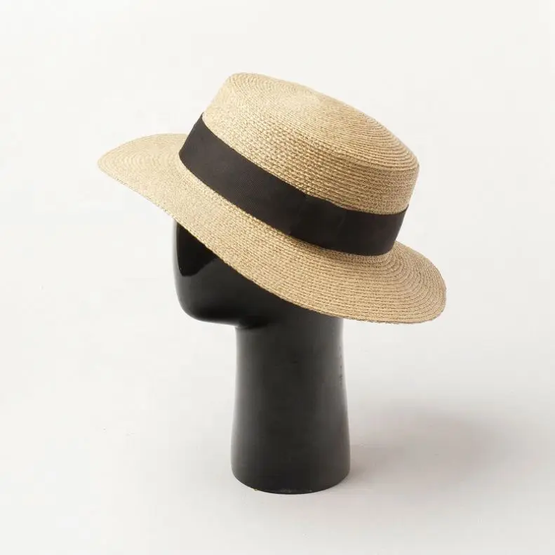 Luxury Tropic Dress Raffia Straw Braid Boater Hat