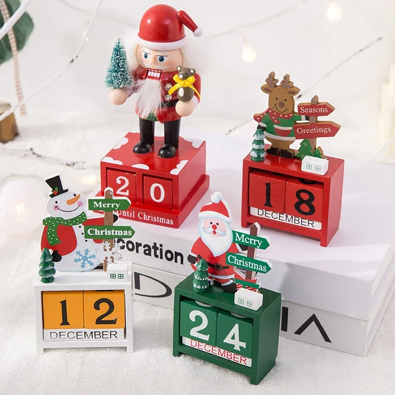 
Custom 2021 Xmax decoration Desktop decor crafts decorations Countdown wooden christmas advent calendar 