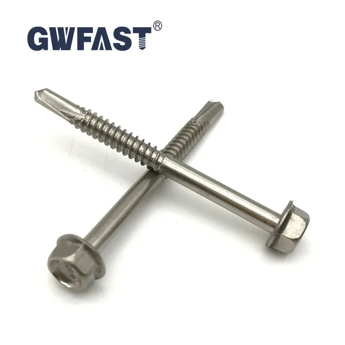 Hex SDS Drilling Screw Stainless Steel Self Drilling Tek Screw SS 410 SS 316 Hex Washer Self Drilling Screw