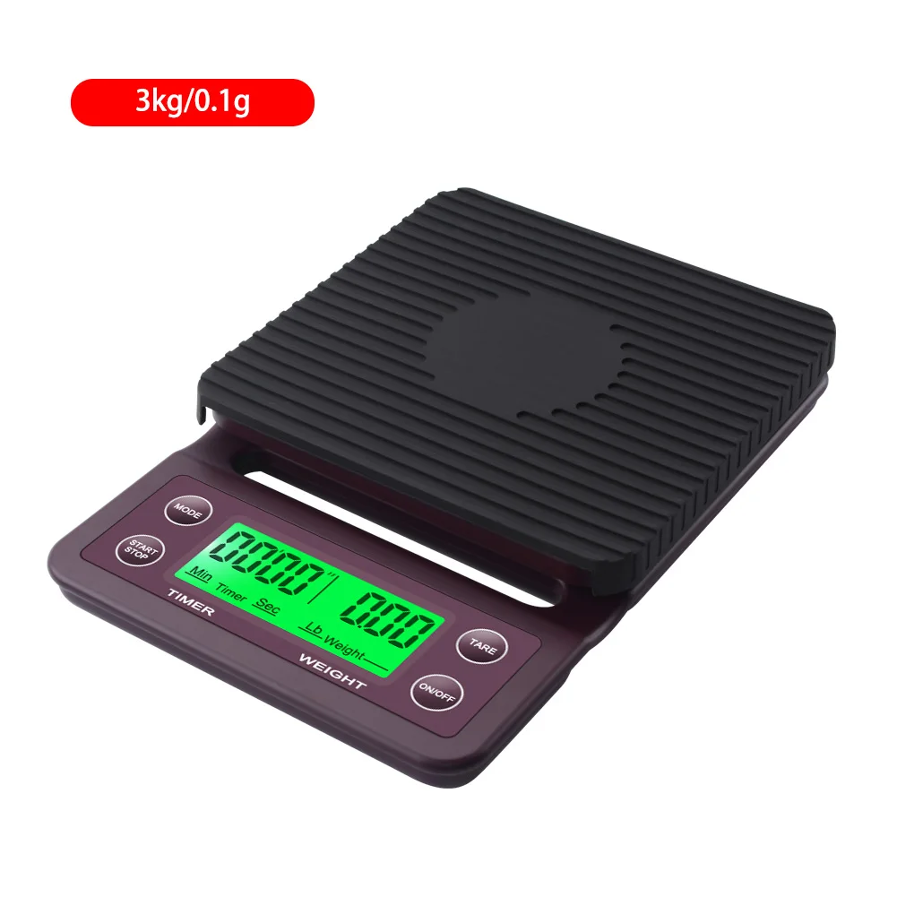 3kg/0.1g Drip Coffee Scale With Timer Portable Electronic Digital Kitchen Scale High Precision LCD Electronic Scales