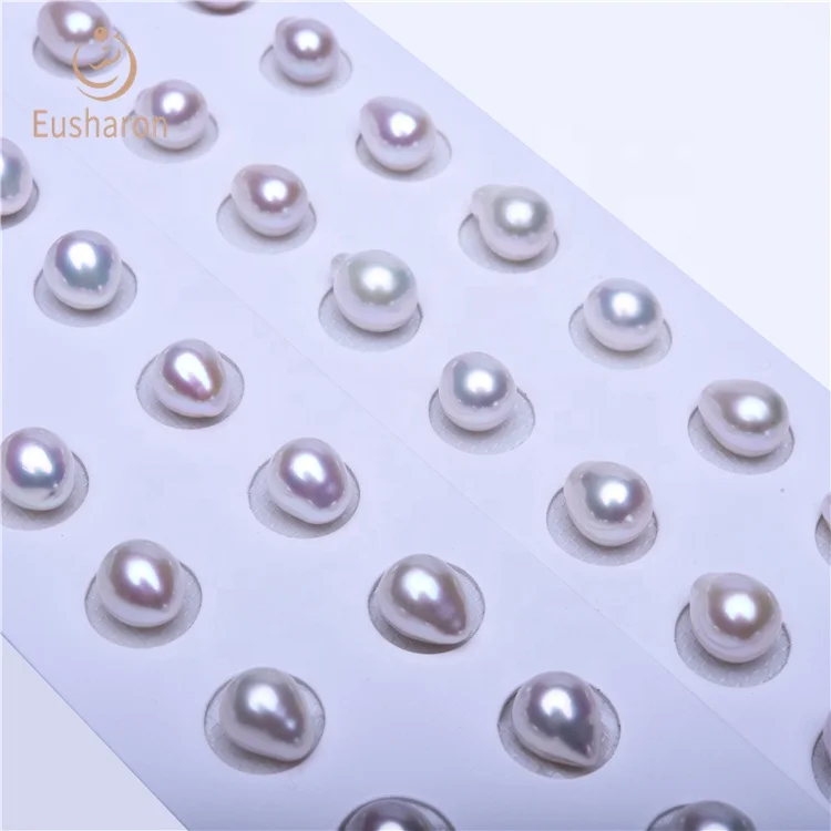 
Extreme Luster Matching Pair 7.5-10 mm AA Natural Cultured Baroque Loose Freshwater White Pearl for Earrings 