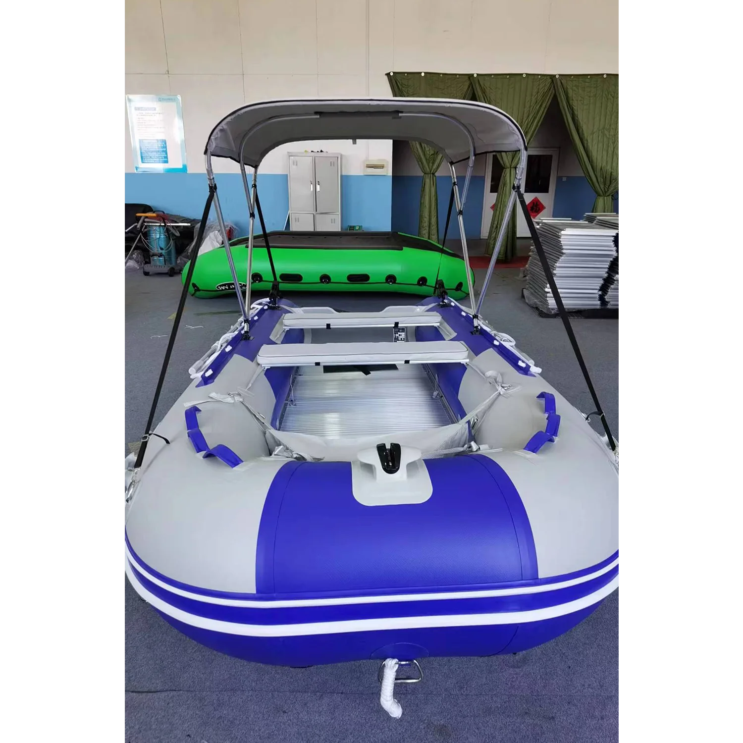 New Blue Heavy-duty Foldable 13.7 ft Inflatable Boats Fishing Raft Power Boat Zodiac Dinghy Tender Boat