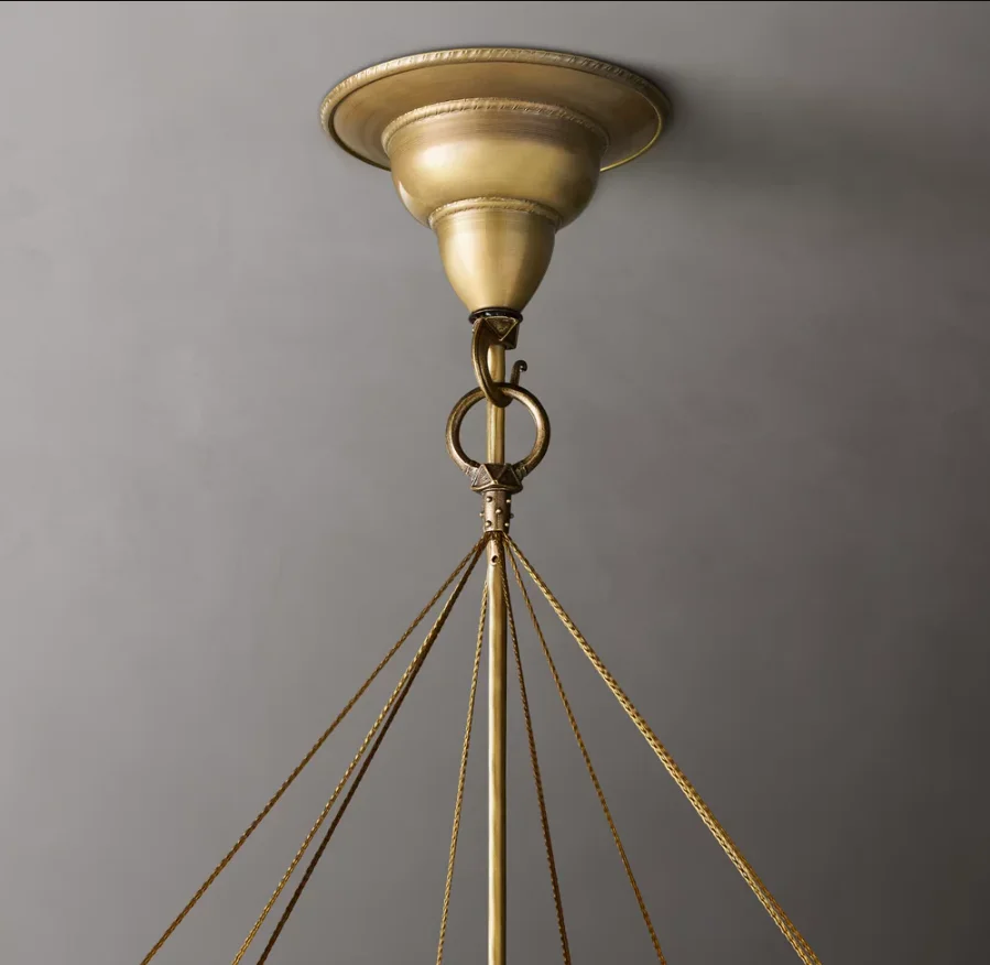 Custom Medieval Style Metal Umbrella Shaped Multi-Layer Chandelier Exhibition Hall Ceramics Lighting Pendants Light