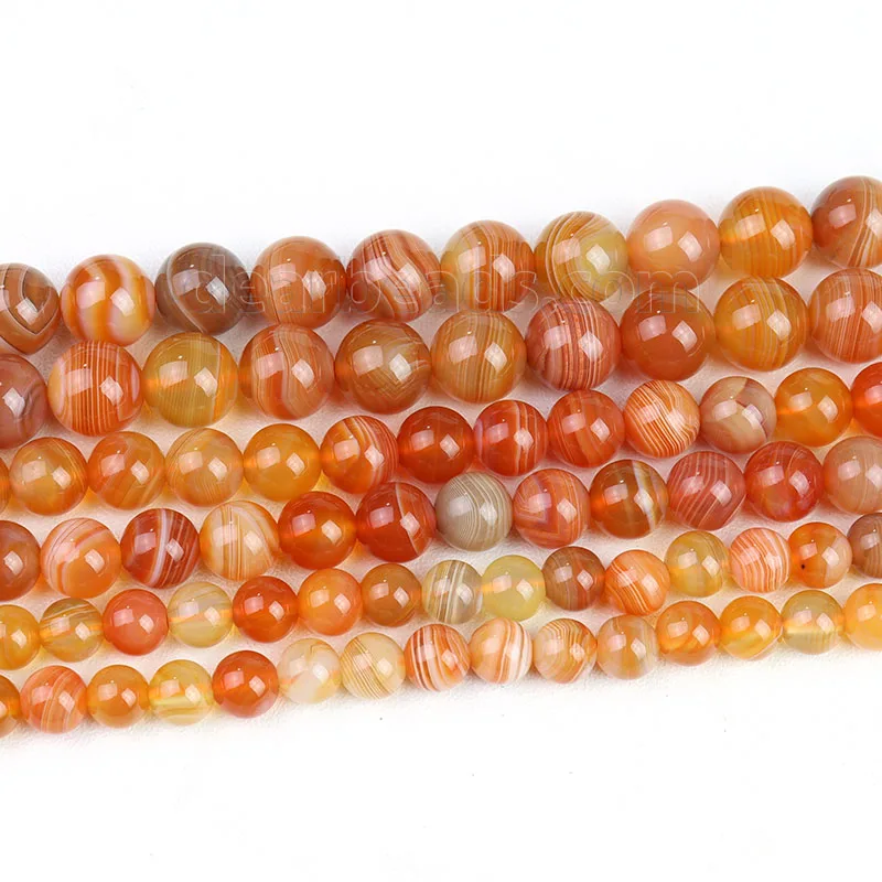 100% Natural Orange Botswana Agate Red Sardonyx Bead, Banded Strip Crystals, Beads for Jewelry Making 6mm 8mm 10mm