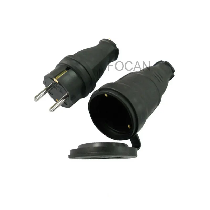 European Germany Rubber Power plug and socket 220V 16A Waterpoof VDE schuko plug