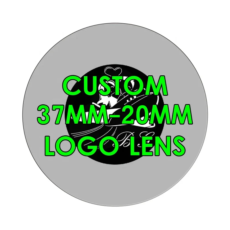 
Custom 37mm-20mm Gobo Slides Lens Temperature Resistance Glass Logo Film Laser Engraveing Words Images for Flashlight Projector 