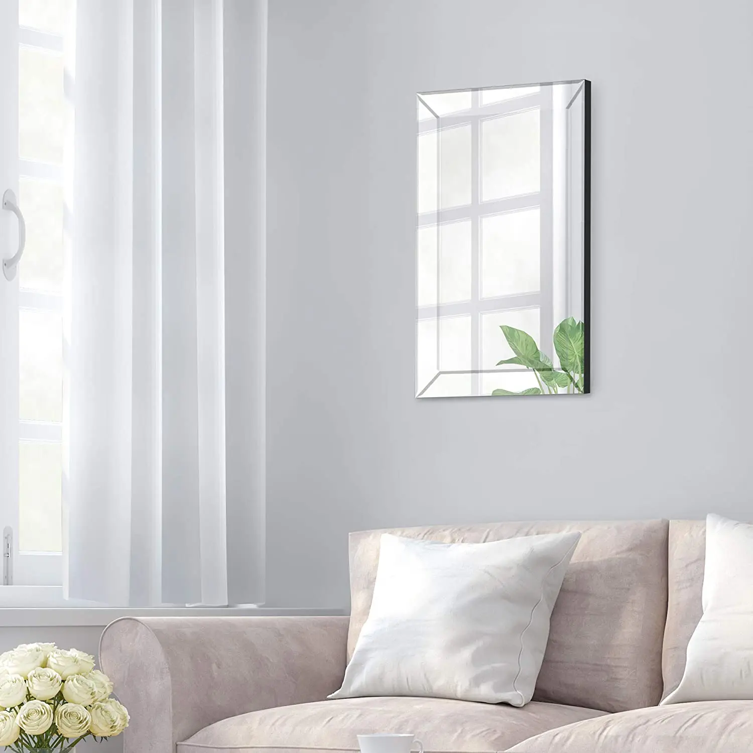 Modern style display large flexible rectangle wall mounted glass bath mirrors for home