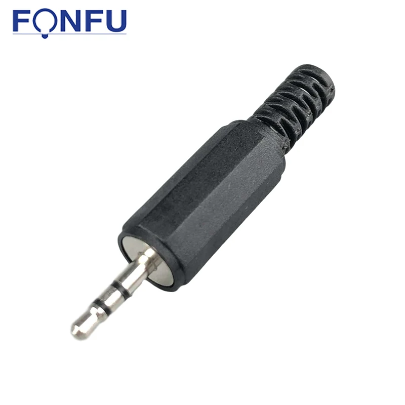 black Plastic Housing 2-ring headphone plug/2.5mm audio stereo power jack plug