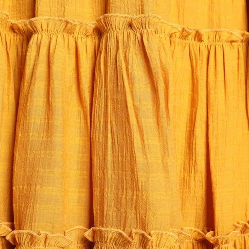 Tender Memories Yellow Tiered Ruffled Balloon Sleeve Mini dresses forwomen dress for ladies long sleeve dress