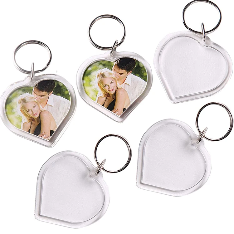 Customized Heart Blanks Keychain Acrylic Promotional Gifts Plastic Blank Photo Frames Custom Keychain
