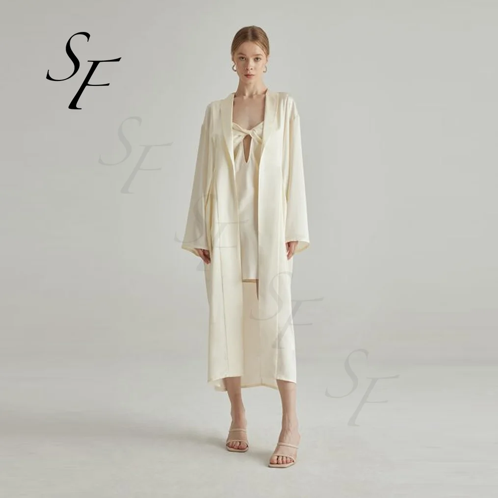 Custom Summer Top Quality Sexy Mujer Mature Women 2-Piece Silk Maison Nightgown Bridal Set Pijama Satin Bathrobes