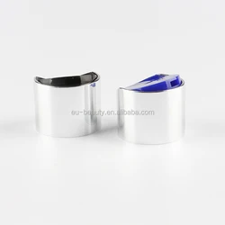Manufacturer 24/410 New Design shiny silver aluminum with colorful press disc top cap shampoo cap lotion bottle lids