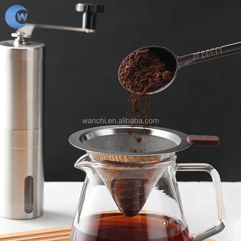 Высококачественный двухслойный фильтр для кофе из нержавеющей стали v 60 проволочной сетки