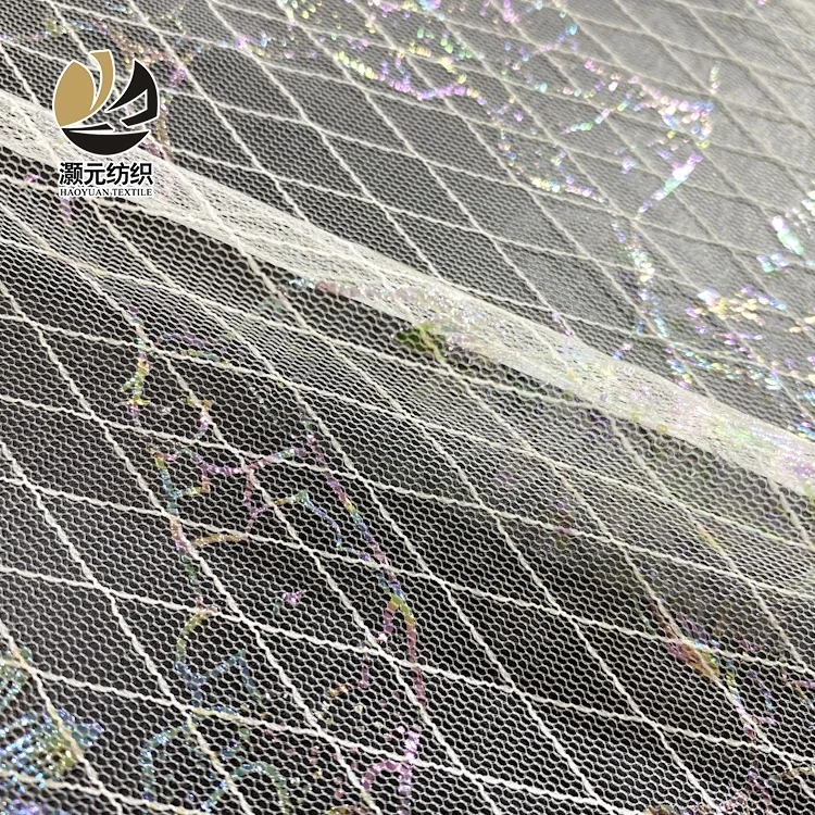 floral design kids custom mesh garment gold foil print tulle fabric colorful nylon