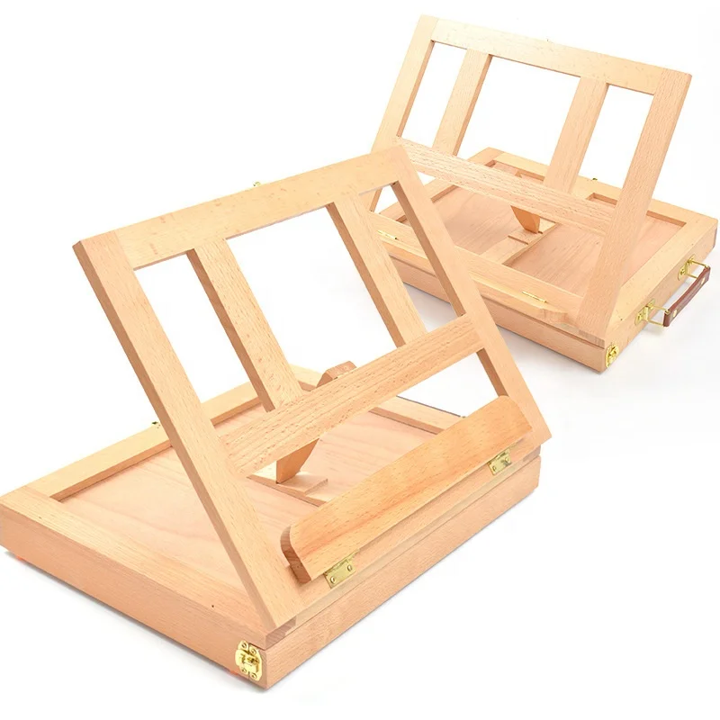 Wooden Desktop Laptop Sketch French Easel Painting With Box Accessories Multi-functional Suitcase Art Supplies