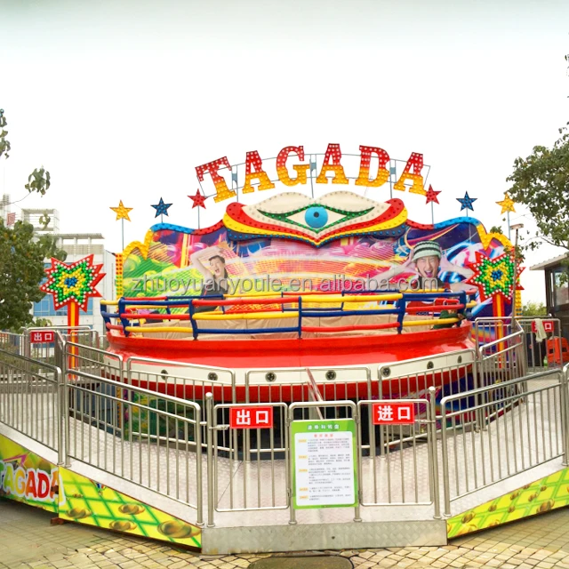 Funfair Amusement Theme Park Outdoor Trailer  Portable Crazy Dancing Turntable Disco Tagada Rides