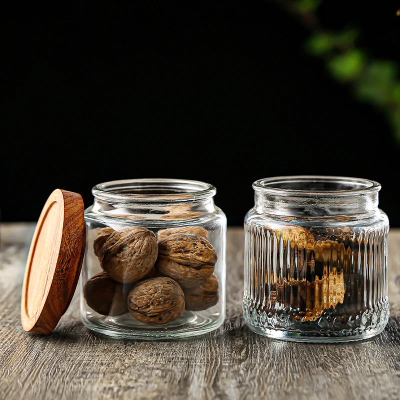ONO Large Glass Jar with Airtight Wood Lid for Flour Tea Coffee Beans Sugar Cookies