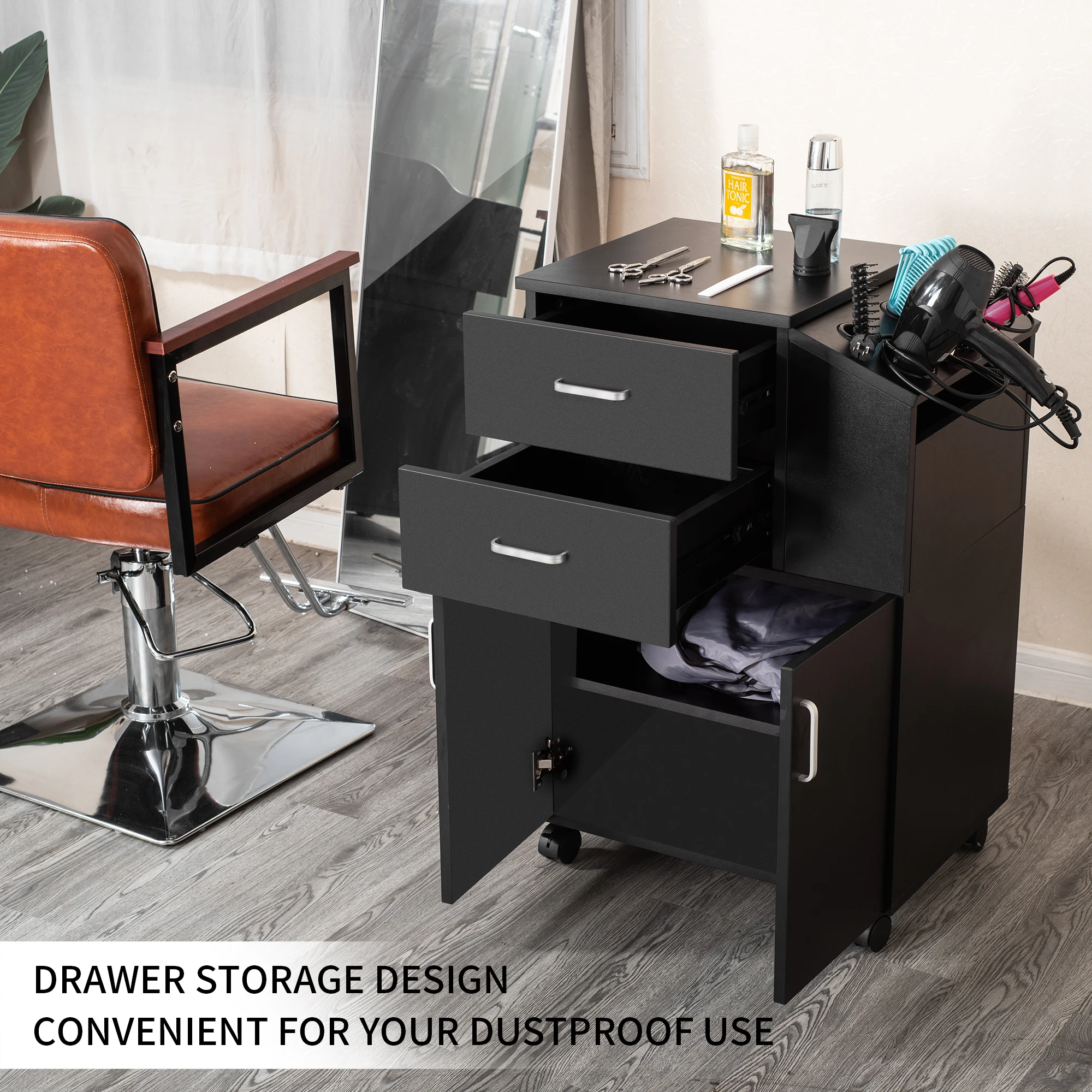 wood furniture black beauty hairdressing high quality tool low price salon trolley