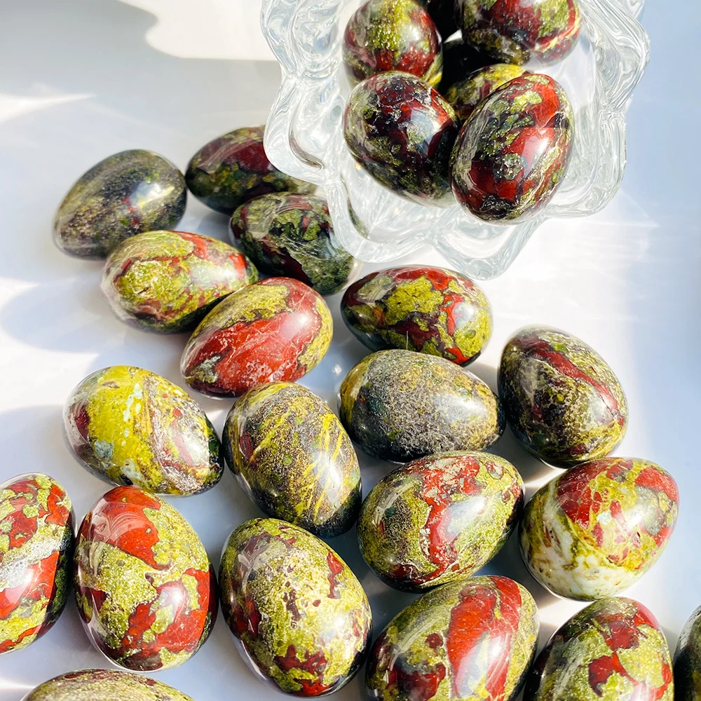 Wholesale Natural Crystal Crafts Dragon Blood Rough Stone Healing Small Egg Shape Polished for Gift