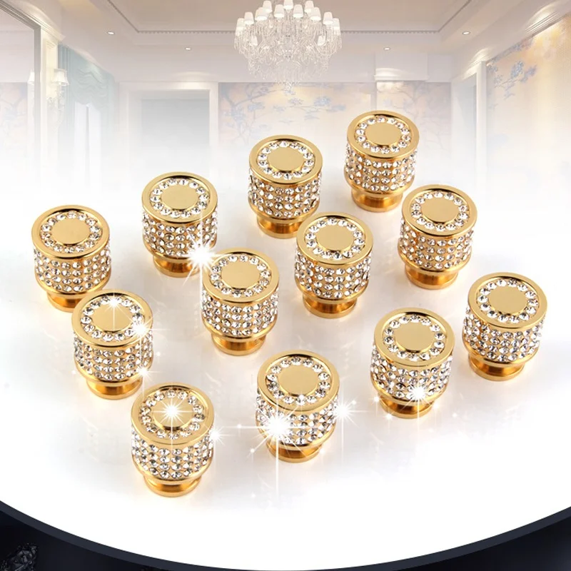  Латунные 24K настоящие золотые чешские хрустальные ручки для ящика шкафа дверной мебельные дверная