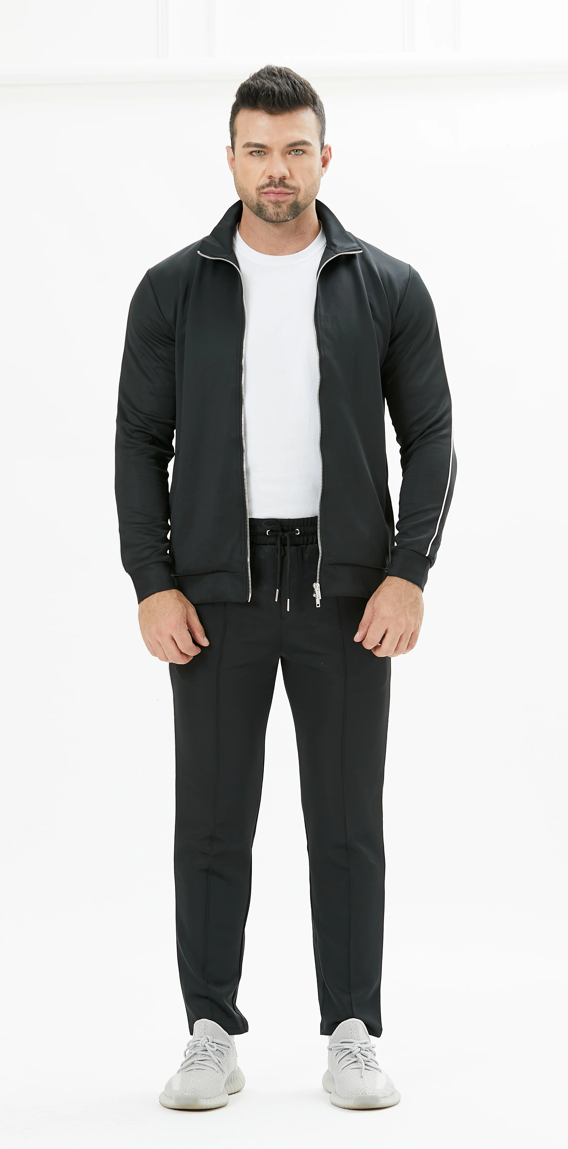 Оптовая продажа 2021, высококачественные мужские костюмы для бега на молнии, мужской комплект из двух предметов для бега