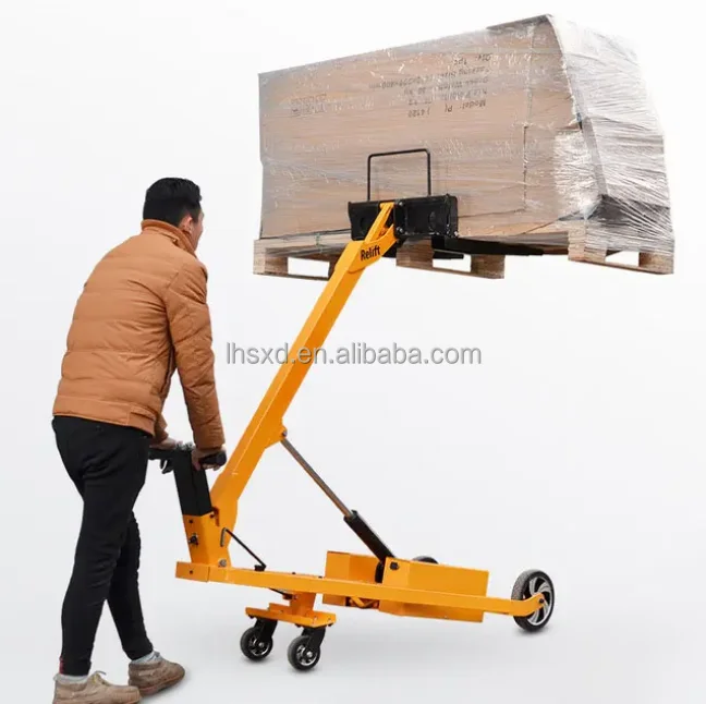 Small electric single arm crane foldable hydraulic forklift 300KG multifunctional loading and unloading truck