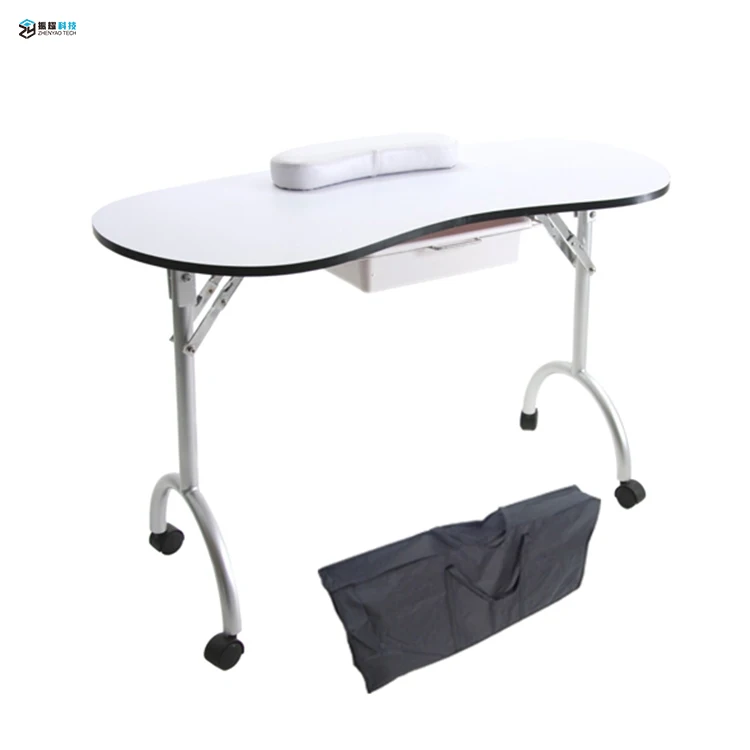Salon Equipment Folding Portable Nail Table White Nail Table With Hand Pillow Manicure Table