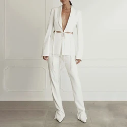 Open front long tie waist long sleeve wrap cropped cut out latest ladies woman blazer