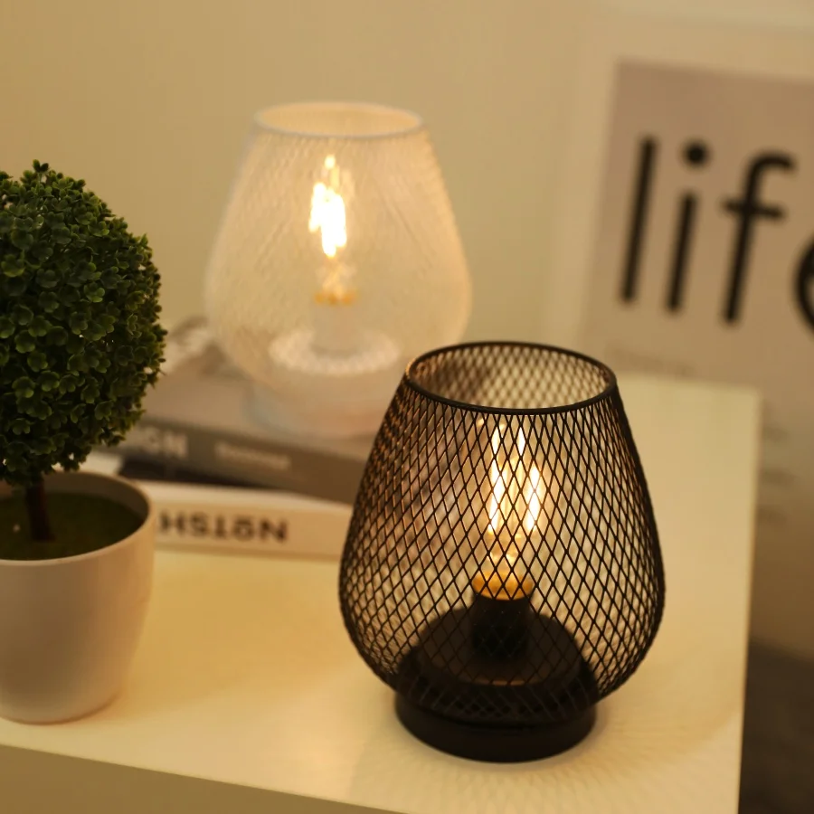 Modern Metal Table Lamp with Oil-Rubbed Finish Toggle Control LED Light for Home Decor Weddings Parties Patio Events Indoors