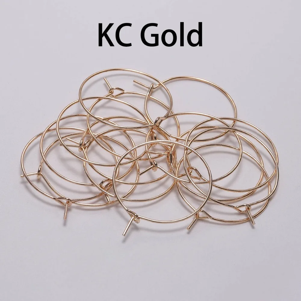 Золотые серьги-кольца KC большие круглые обручи с проволокой для ушей принадлежности поделок 50 шт./лот 20/25/30/35