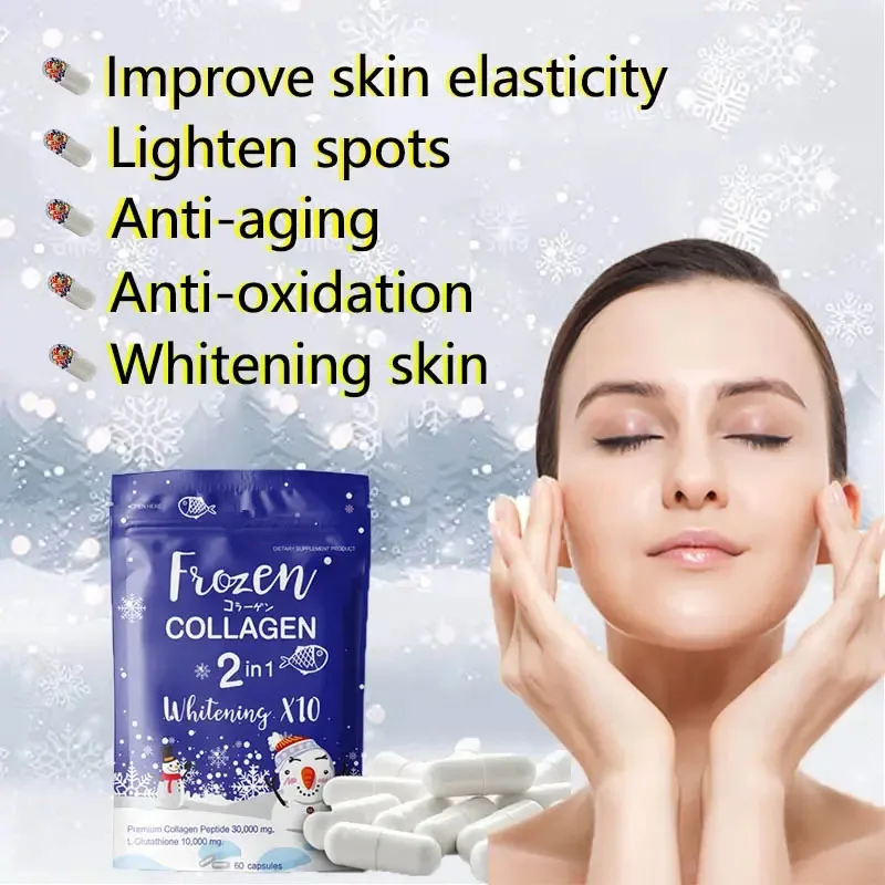 OEM/ODM/OBM Frozen Collagen 2 in 1 Whitening Supplements Capsule Collagen Whitening Capsule For Skin And Detox Slimming Capsule