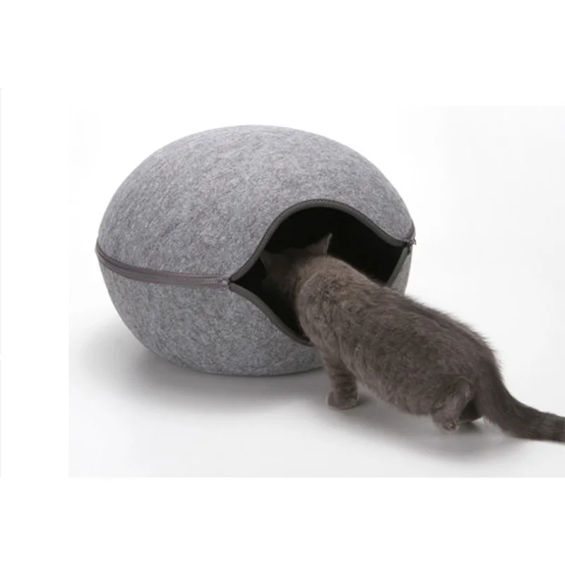 Pet Supplies Hot Selling Felt Cat Bed Cave Indoor Cat Bed Multifunction Round Donut Pet Bed For Dog Cat
