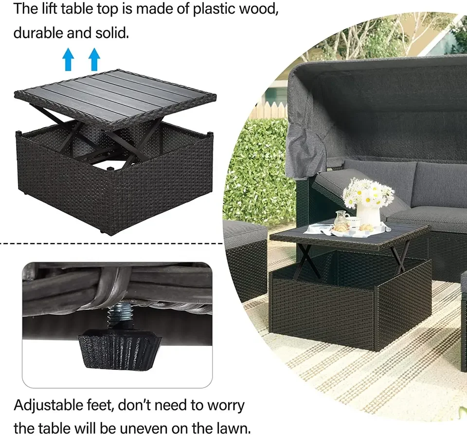 Outdoor Sectional Garden Sofa Set Patio Rattan Conversation Set Wicker Garden Sets