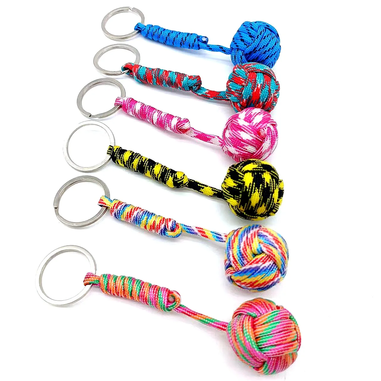 K009 Woven Rope Ball Keychain Lanyard Key Ring Key Chains Outdoors Survival Tool Jewelry
