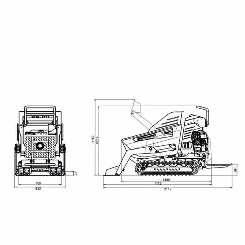 Hydraulic Tracked gasoline Mini Dumper 300 kg/500 kg/1000 kg Skip Loader/dumpers with Loncin engine EPA/Euro 5