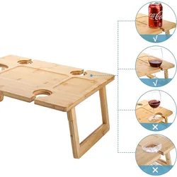 Foldable Champagne Picnic Snack Table Tray portable folding picnic table