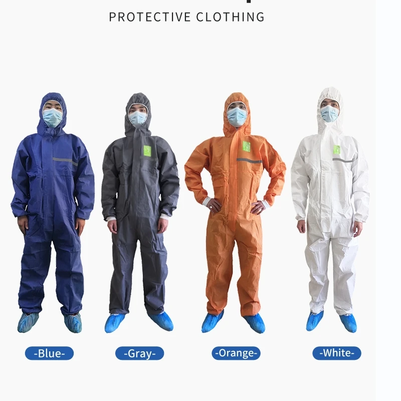 Water Resistant Breathable Antistatic disposable Coveralls Made From SMS Triple Layer Material