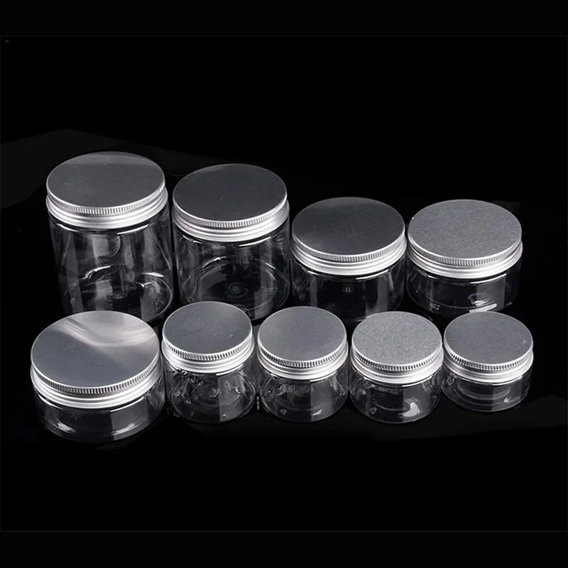 Customized wholesale empty clear 30g 50g 250-1000ml Pet Grade Candy Cookie Container Jar Food Packaging Plastic Jar with Lid