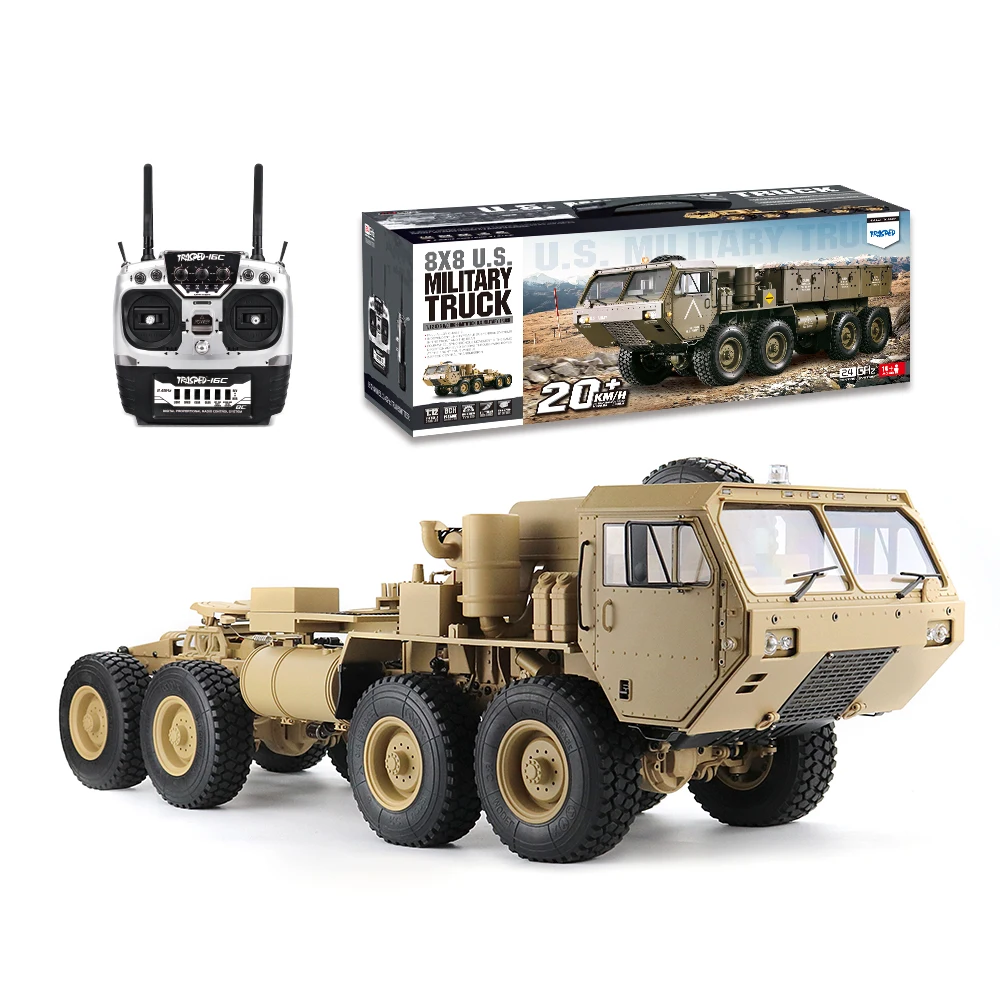 HG-P802 PRO 8CH U.S. Military Truck High Speed RC Truck Toy With Light And Sound Off Road Vehicle Model Car Toys