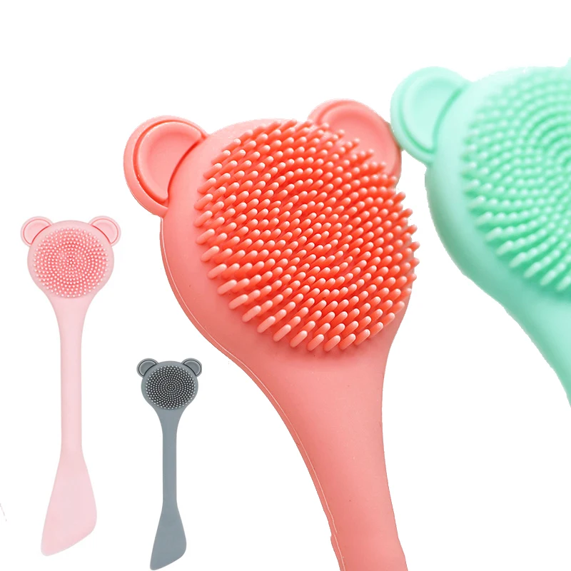Bear Head Shape Full Silicone Face Cleansing Brush DIY Silicone Facial Mask Brush Applicator