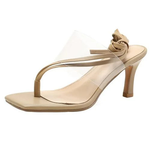 Womens high heels shoes party lacing up ladies sexy clear transparent band solid heeled sandals for woman