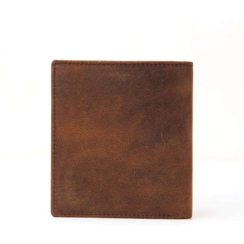Custom Wallet Maker Mens Flip Side Wallet RFID Brown Crazy Horse Leather Wallet