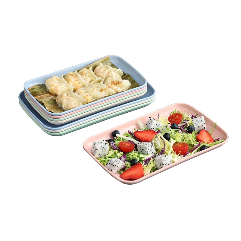 
Amazon Wheat straw plate Nordic style 21cm rectangular dish household simple environmentally friendly fruit tray dessert plate 
