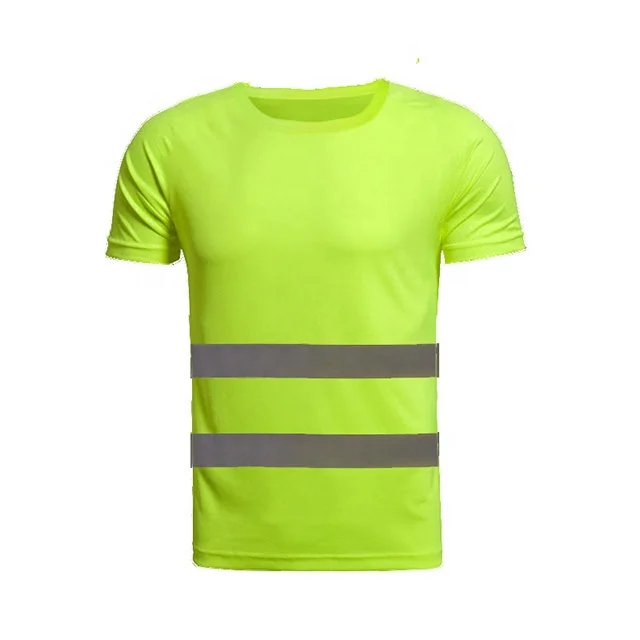 
TZW-006 Wholesale 100% Polyester Mesh Fabric Reflective polo T shirt safety fluorescent tee shirt safety work shirt 