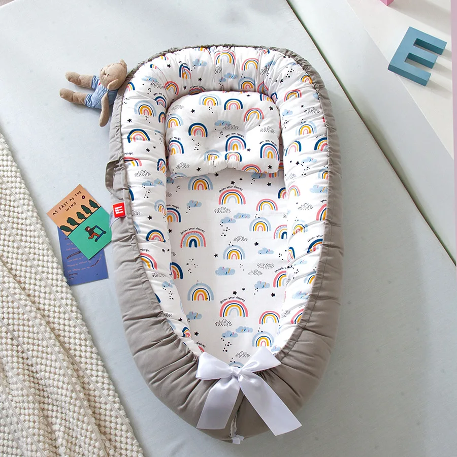 Ultra Soft Breathable Cotton Perfect Bassinet Cribs Portable Baby Lounger Baby Nest Sleeper Baby Nest