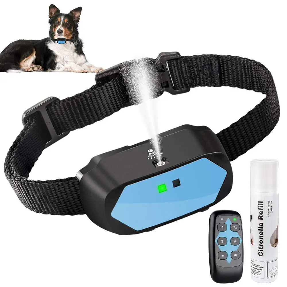 Amazon 2021 pet products anti-barking remote dog bark collar spray dog training collars waterproof rechargeable tone vibration
